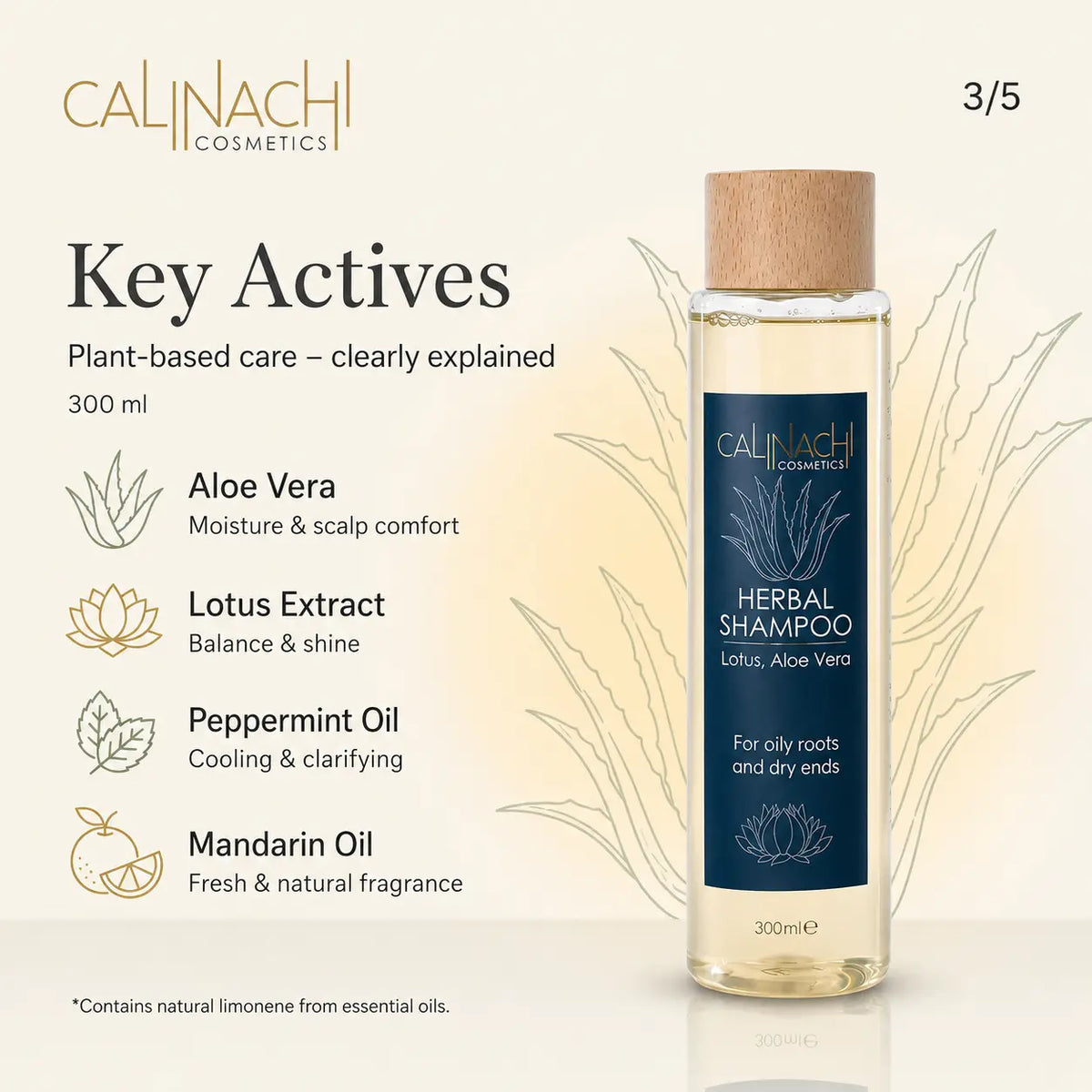 Oily Scalp and Dry Ends Herbal Shampoo, Sulfate free, 300ml. haircare CALINACHI Cosmetics